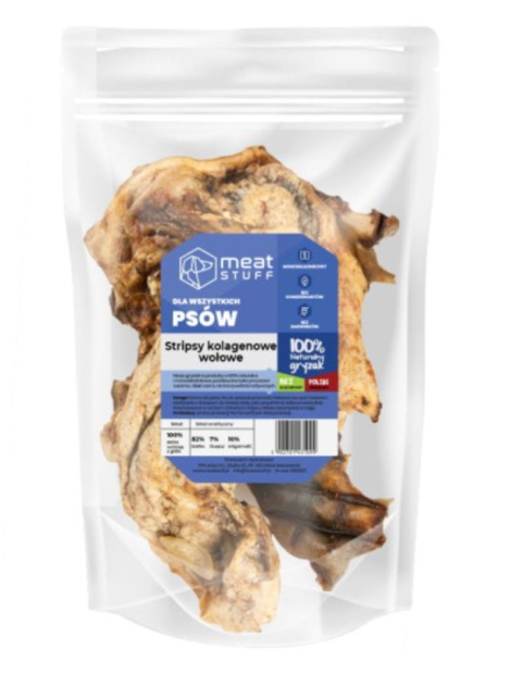 Stripsy kolagenowe wołowe, naturalny gryzak dla psa 200g. Meat STUFF